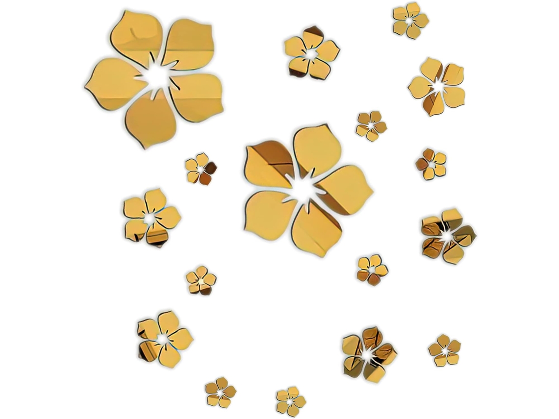Adesivos de parede Philbinden autoadesivos em acrílico com motivo floral 3d para sala de estar, quarto de dormir, sala de banho (dourado)