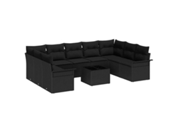 Conjunto de sofá de jardim 10 unidades Bege Vime Pe MAISON EXCLUSIVE