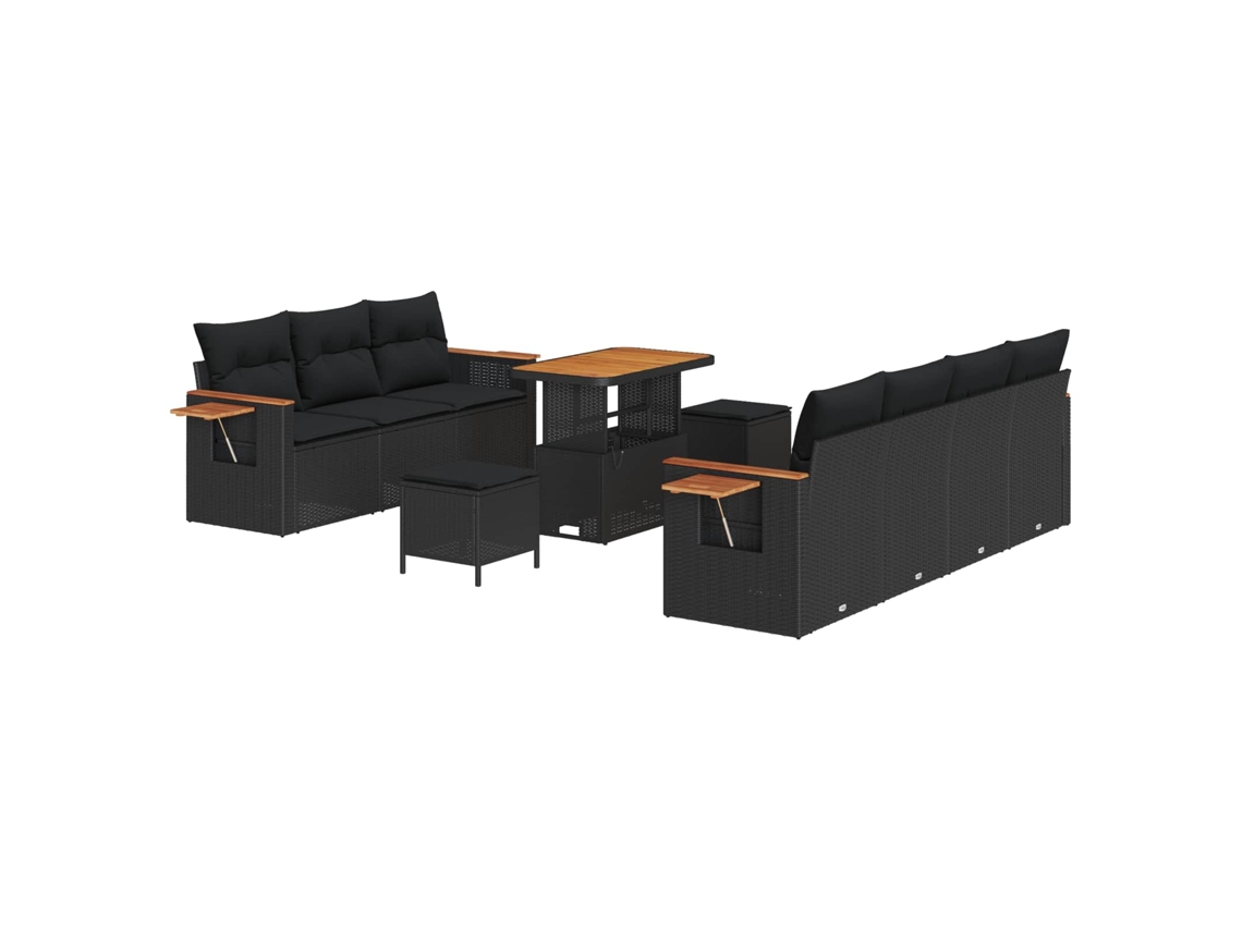 Maison Exclusive - Conjunto De Sofá De Jardim Com Almofada 13 Pcs Preto Vime Pe