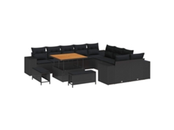 Maison Exclusive - Conjunto De Sofá De Jardim Com Almofada 13 Pcs Preto Vime Pe