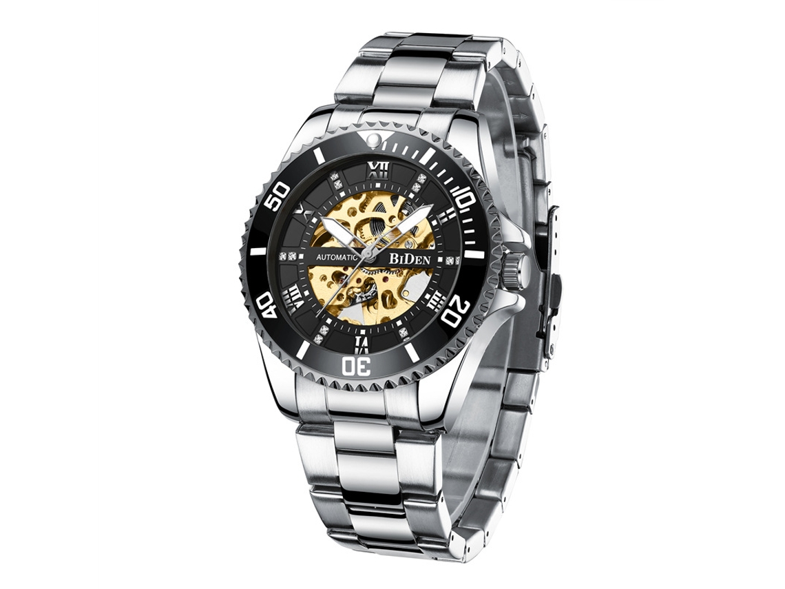 Relógio masculino MDUG com cronógrafo, pulseira azul, mostrador preto