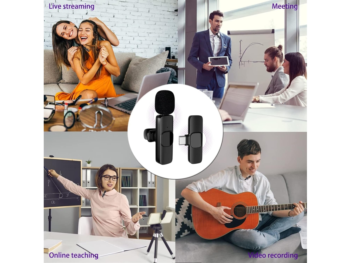Microfone De Lapela Sem Fio Plug Play Para Iphone/ Ipad/ Ios/ Outros Aquaforge