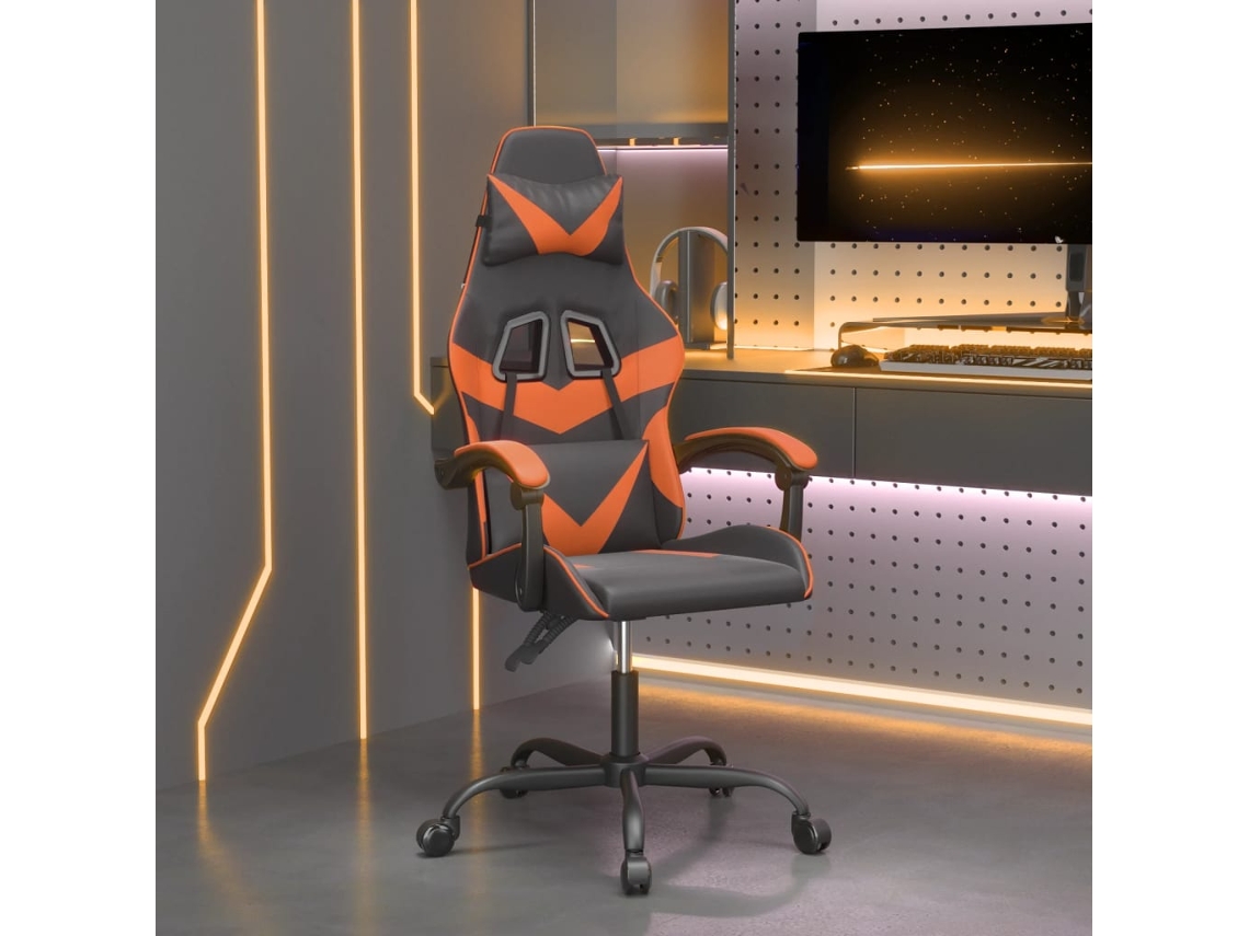 Vidaxl Cadeira Gaming Couro Artificial Preto E Laranja
