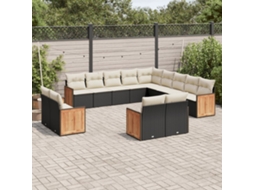 Vidaxl 13 Pcs Conjunto De Sofás De Jardim Com Almofadões Vime Pe Preto