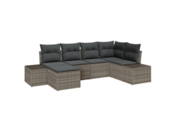 Conjunto 6 Conjunto De Sofá De Jardim Vidaxl Cinzento Vime Pe (264 X 62 X 85 Cm)