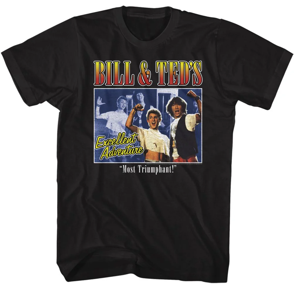 Unisex Adult T-shirt Rockinstone Bill And Ted Two Image Box Black Sizexl