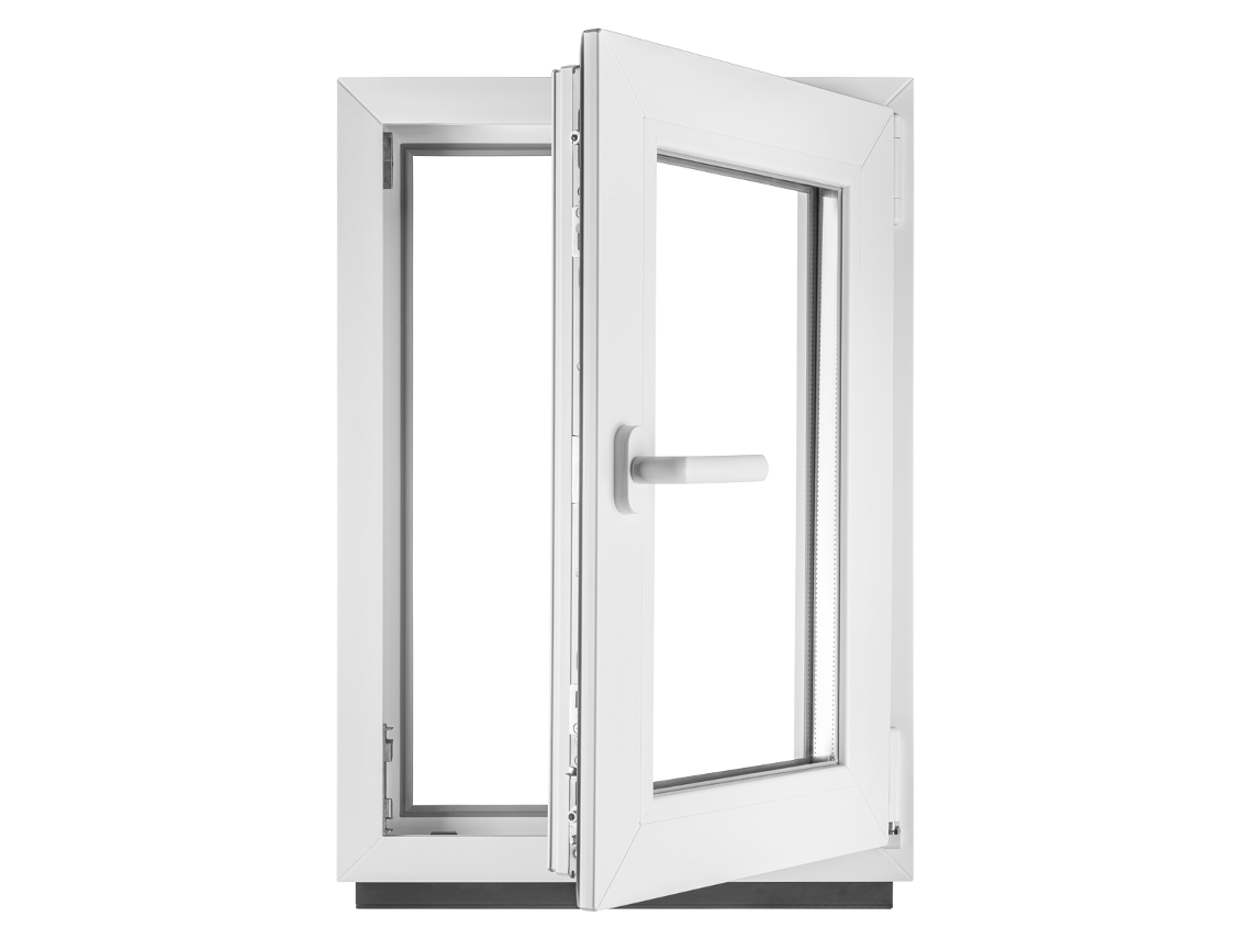 Janela PVC BAU PLAZA 500x700 mm Direita Branca Vidro Transparente Duplo Oscilobatente