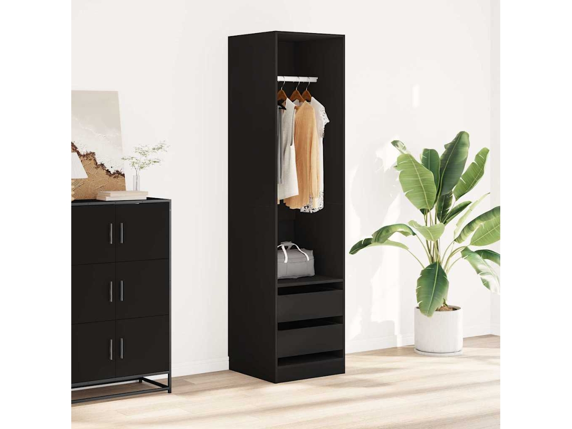 Vidaxl Roupeiro Com Gavetas 50x50x200 Cm Derivados De Madeira Preto