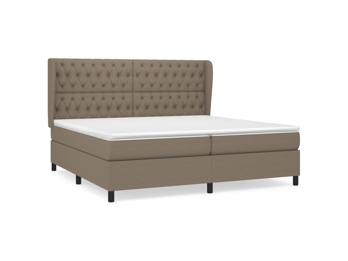 Cama com Molas/Colchão 200x200 Cm em Tecido Castanho Acinzentado MAISON EXCLUSIVE