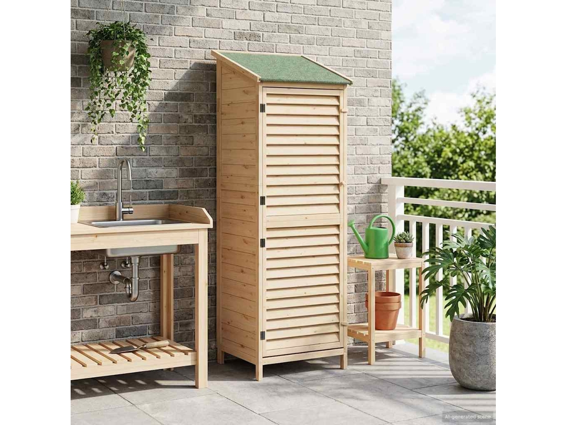Vidaxl Galpão De Jardim Natural 59 X 56 X 176 Cm Madeira De Fir Sólida
