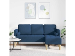 Vidaxl Conjunto De Sofás Com Almofada Azul Poliéster