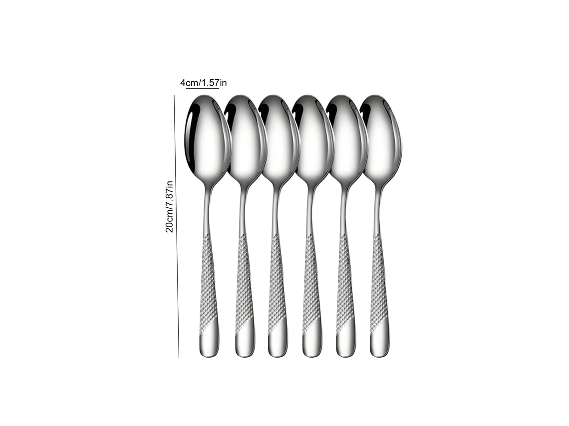 Conjunto de Talheres Silver Star Diamond em Aço Inoxidável Faca, Garfo e Colher MDUG (6 Colheres)