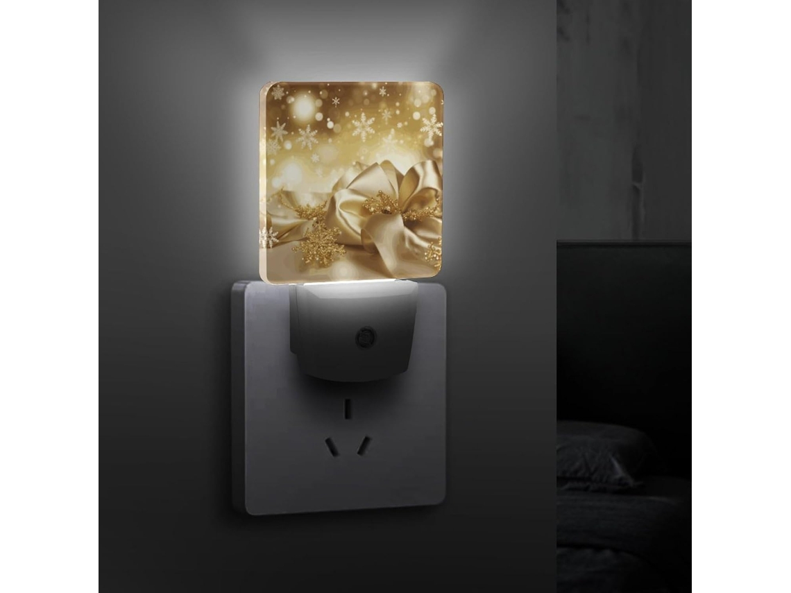 Luminária Noturna Led Dourada Com Sensor Crepuscular, Eficiente E Decorativa Quarto, Banheiro, Cozinha, Escadas E