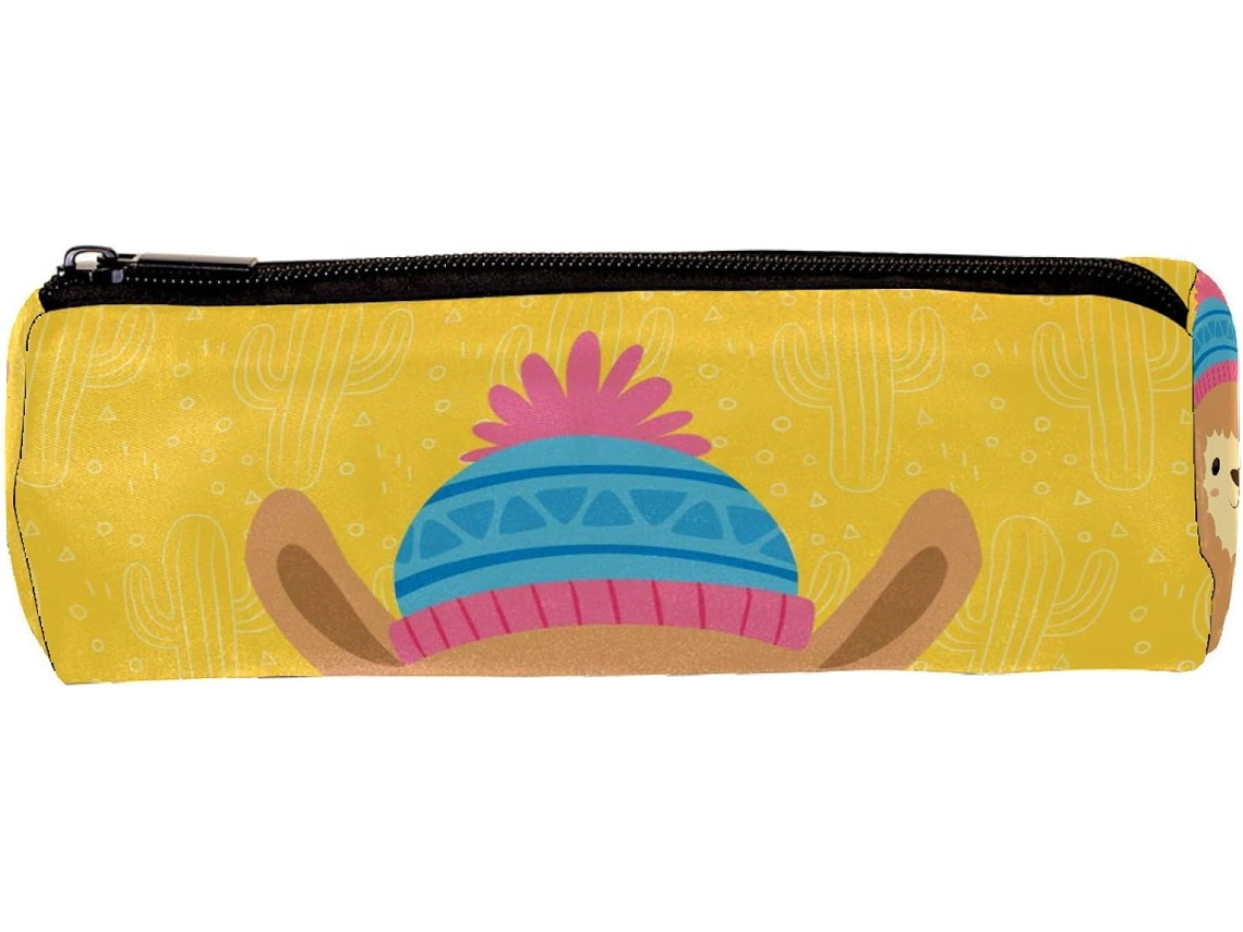 Porta-lápis com estampa de alpaca amarela, organizador de material escolar, organizador de mesa, essencial.