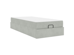 Conjunto de Estruturas de Cama com Colchão 2 Pcs Cinzento Claro Veludo MAISON EXCLUSIVE