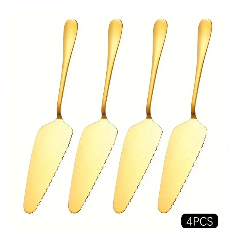 Espátula dentada em aço inoxidável para pizzas/doces (conjunto de 4 peças, dourada)