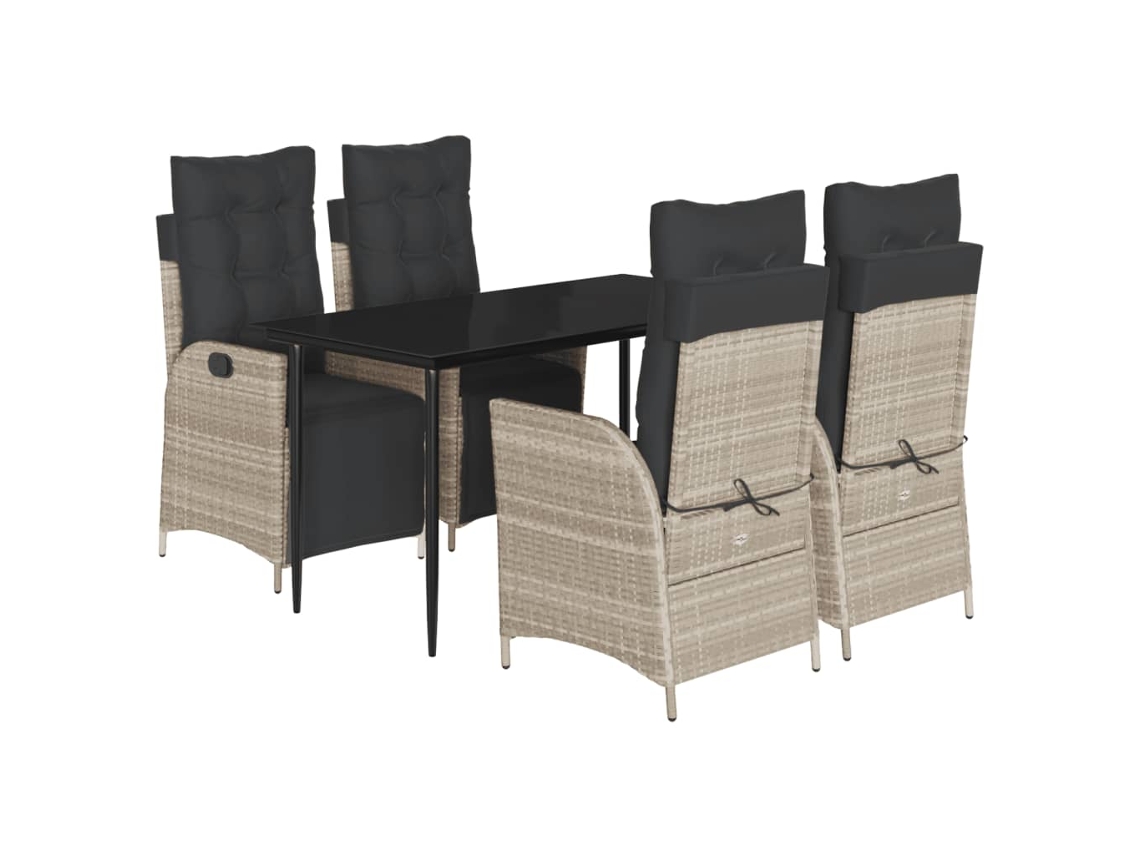 Garden Dining Set, Garden Dining Sets Vidaxl Cinzeto Rattan / Vime (mesa Com 140 Cm De Comprimento)