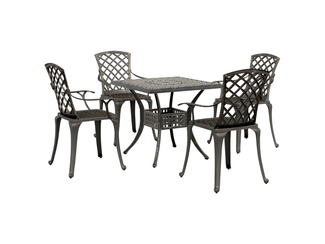 Maison Exclusive - 5 Pcs Conjunto De Jantar Para Jardim Alumínio Fundido Bronze
