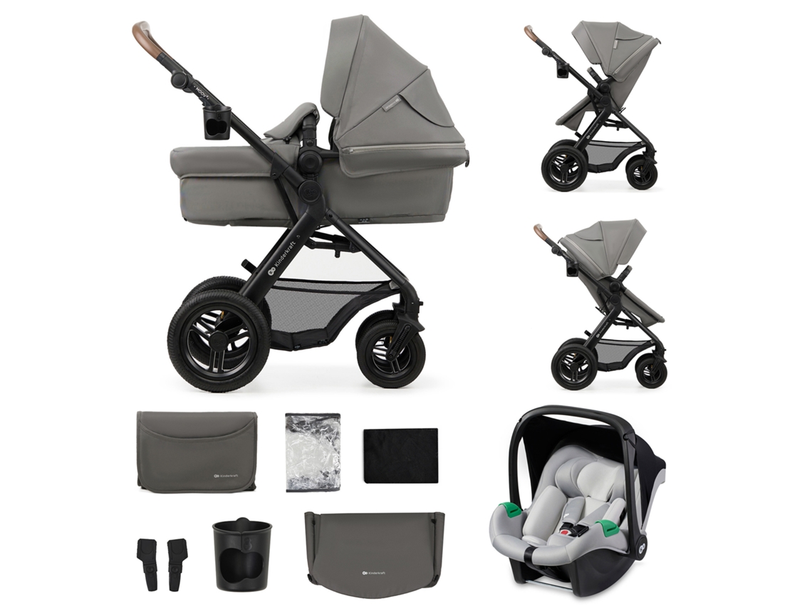 Carrinho de Bebé Multifunções KINDERKRAFT Moov2 Air 3 em 1 (Cinzento)