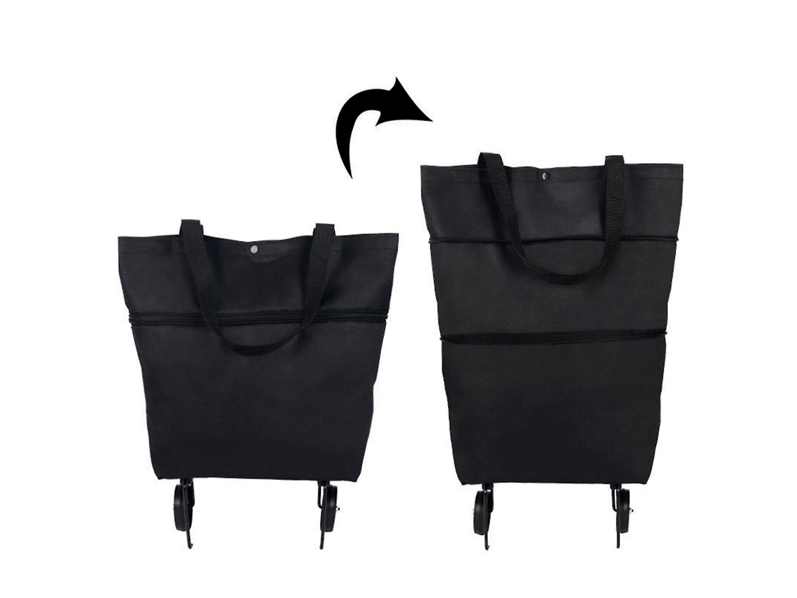 2 em 1 Carrinho de Compras Dobrável Bolsa de Compras Dobrável de Dois Estágios com Rodas Dobráveis GOKOCO