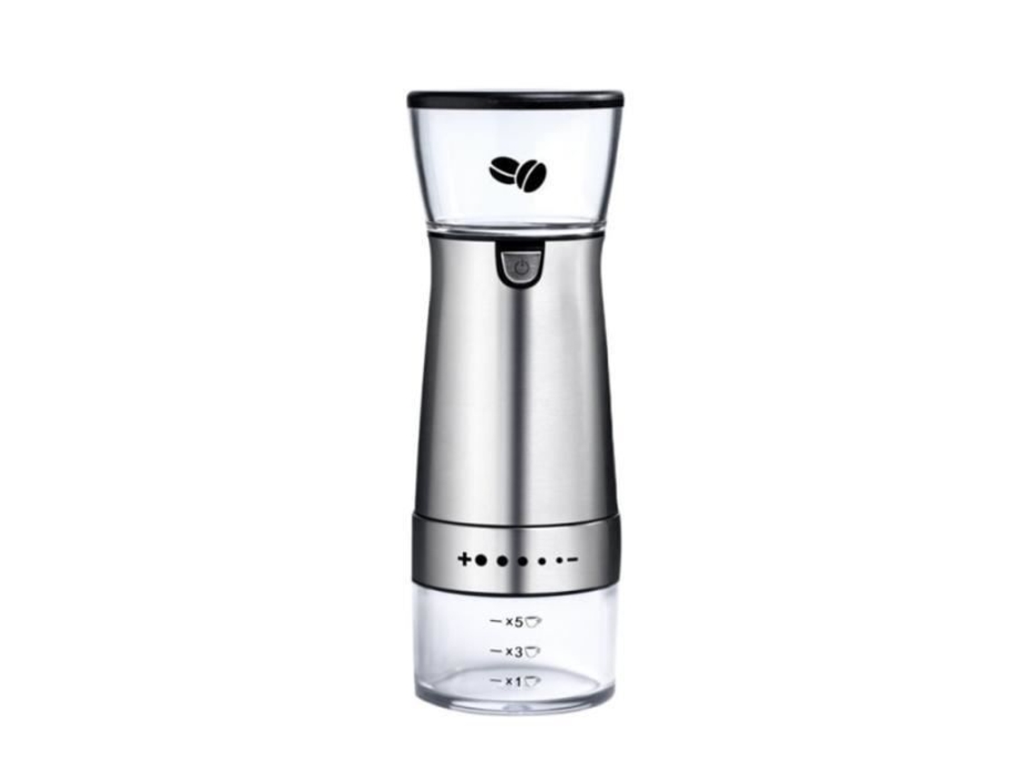 Moedor de Café Elétrico de Aço Inoxidável Prateado Moedor de Mão Ajustável Cafeteira Moedor de Grãos de Café Moedor M40415 SANLIN BEANS