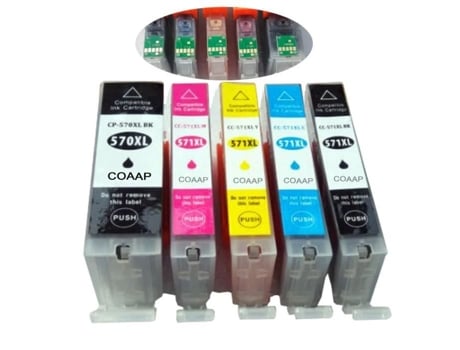 Conjunto De Cartuchos De Tinta Canon Pgi 570 Xl Cli 571 Xl Compatível 5 Peças Multicores Canon Inkjet