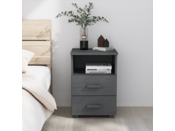 Vidaxl Mesa De Cabeceira Hamar 40x35x62 Cm Pinho Maciço Cinza-escuro