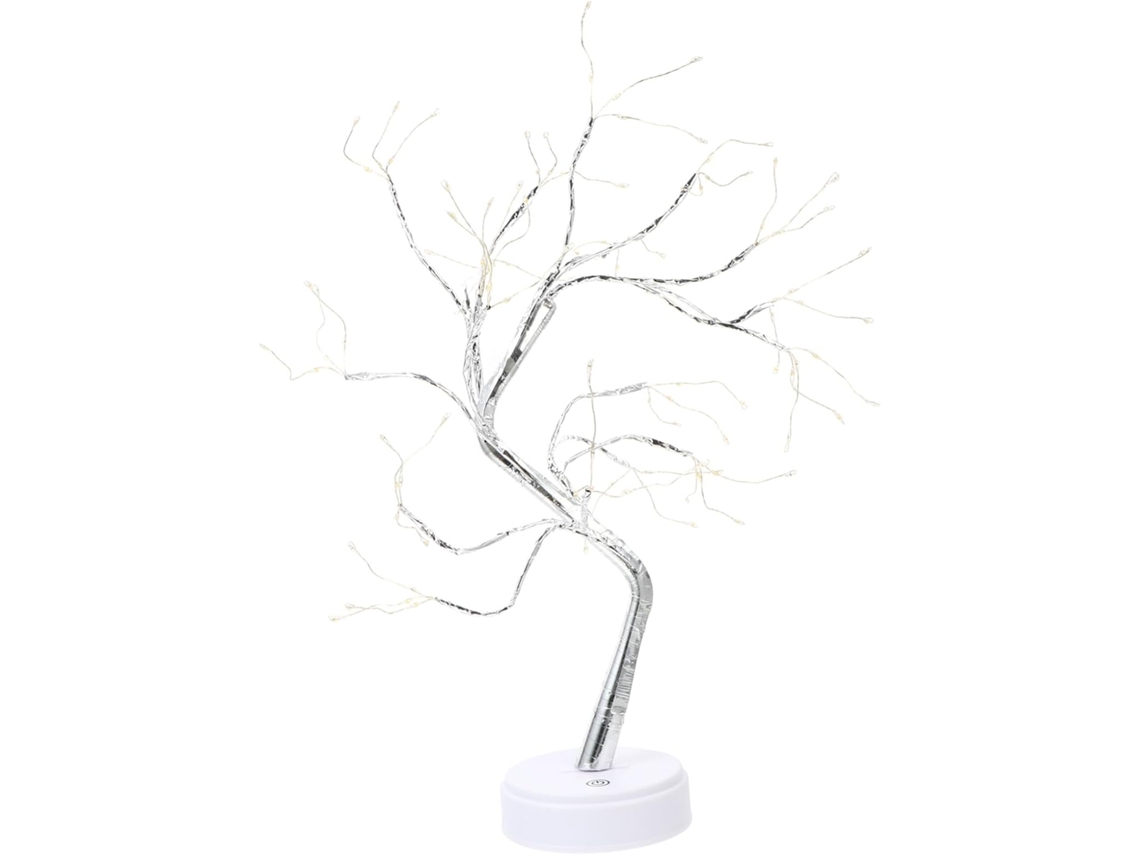 Luminária Noturna Em Forma De Árvore Led Prateada E Sensível Ao Toque.