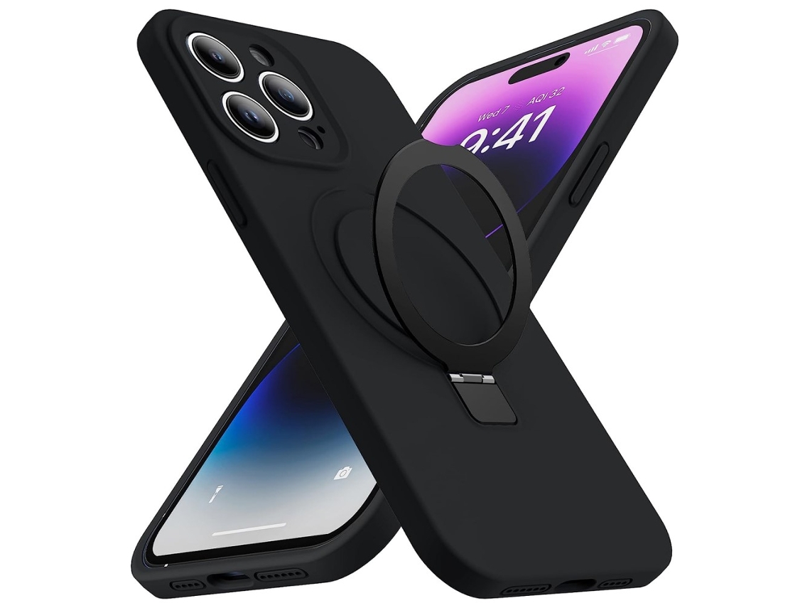 Suporte Casa Para Iphone 14 Pro Silicone Anti-choque Magnética Preto