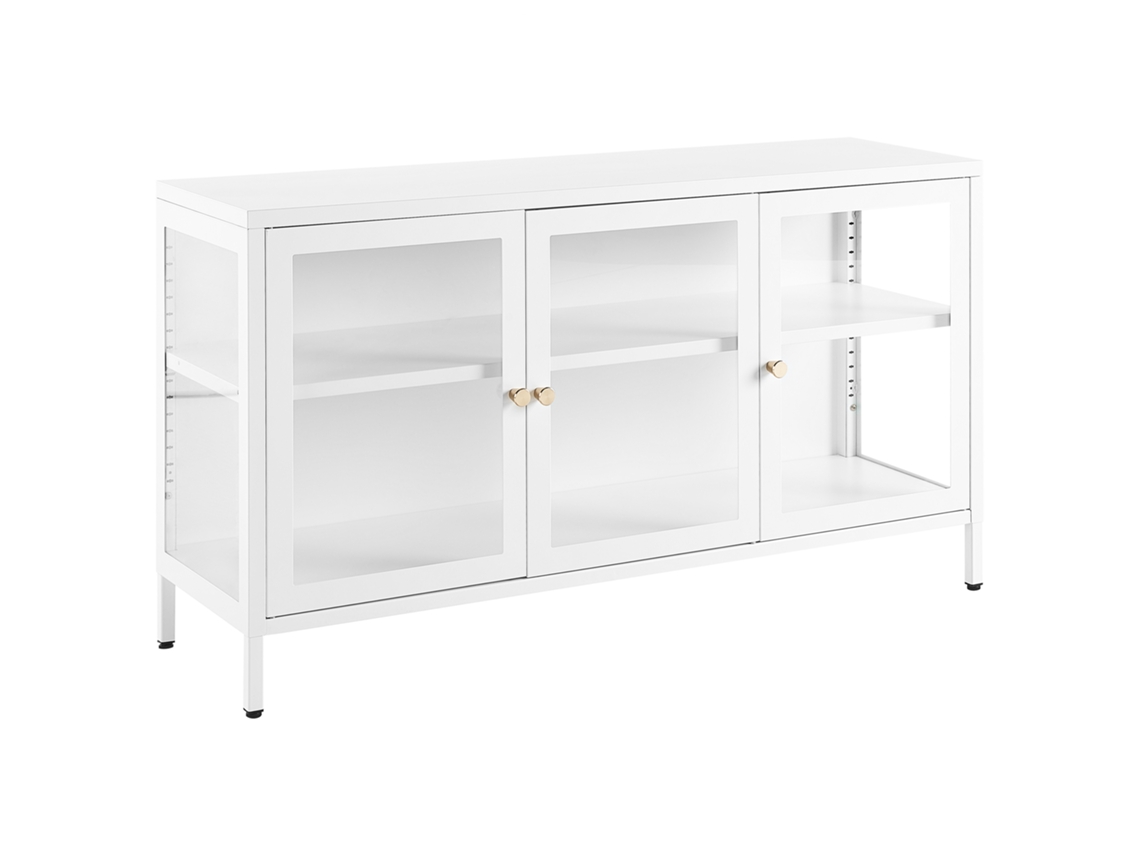 Aparador Vitrina Beliani Newport De Acero Blanco 115x35x65