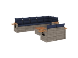 Conjunto de 9 Sofás P/ Jardim C/ Almofadões Vime Pe Cinzento MAISON EXCLUSIVE (9 pcs)