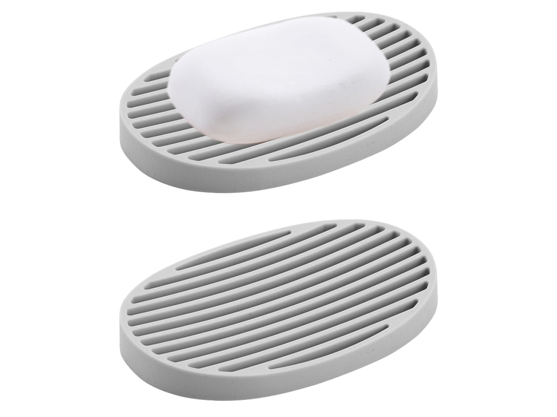Prato de Sabão de Silicone Ecológico Fácil de Limpar para Casa de Banho e Cozinha Pack de 2 RNEMITERY