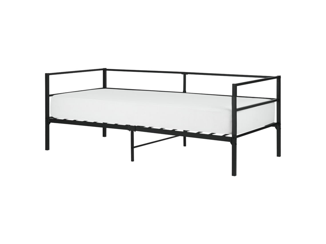 Cama de estilo industrial BELIANI Battut de Ferro Preto 93x206x75