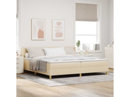 Vidaxl Cama Box Com Cabeceira Manual Creme 200 X 200 Cm Tecido