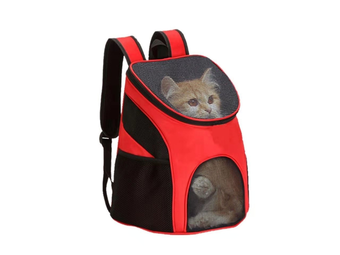 Mochila de Transporte para Gatos, Respirável, Dobrável, Resistente a Impactos, 30x25x35cm, Tamanho P, Vermelha AQUAFORGE