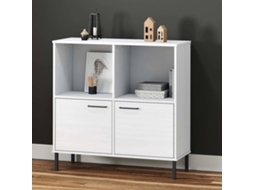 Vidaxl Estante C/ Pernas Metal 90x35x90,5cm Madeira Maciça Oslo Branco
