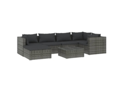 Maison Exclusive - 7 Pcs Conjunto Lounge De Jardim C/ Almofadões Vime Pe Cinzento