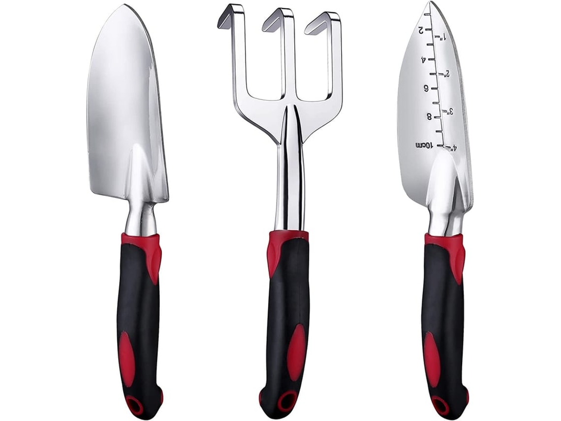 Ferramentas De Jardim, Conjunto De 3 Ferramentas De Jardim Duráveis Com Cabo Anti-derrubamento (vermelho)