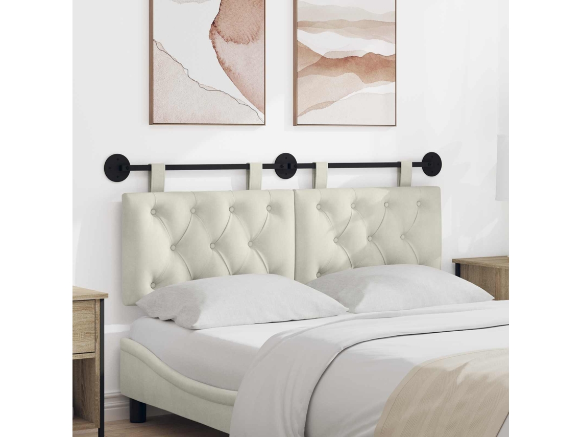 Vidaxl Cabeceira Suspensa Creme Veludo