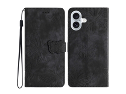 Capa Em Couro Pu Cor Preto, Para Apple Iphone 16
