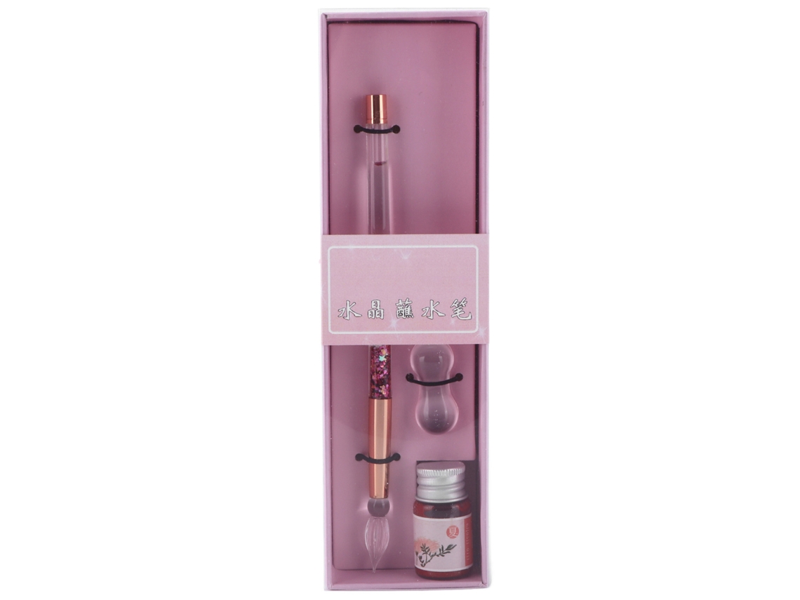 Pluma De Vidrio Para Caligrafia Conjunto Para Principiantes Rosa Estilo Elegante Duradero Portátil