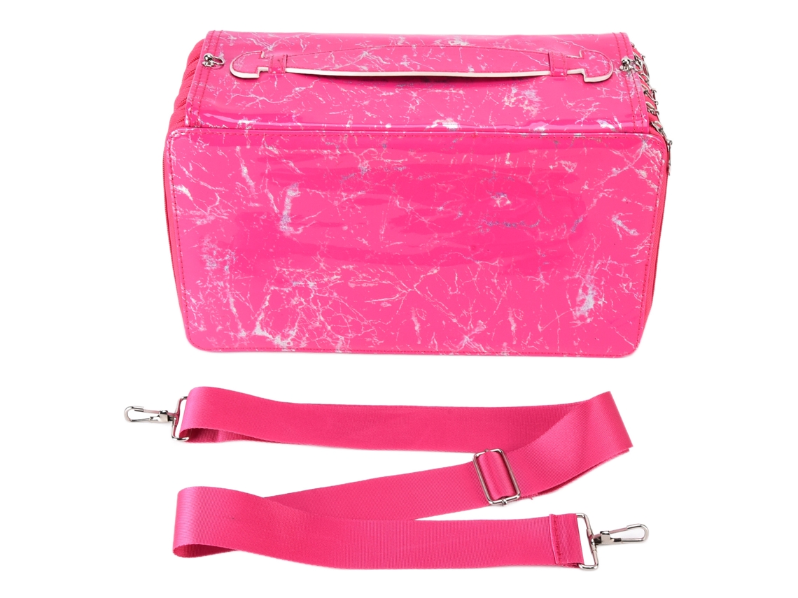 Estuche De Lápices 360 Agujeros Gran Capacidad Cierre Brillante Color Rosa Rojo
