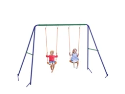 Baloiço para Balanço Crianças com 2 Assentos de Balanço, Estrutura Metálica, Carga Máxima 90 Kg, Multicolorido