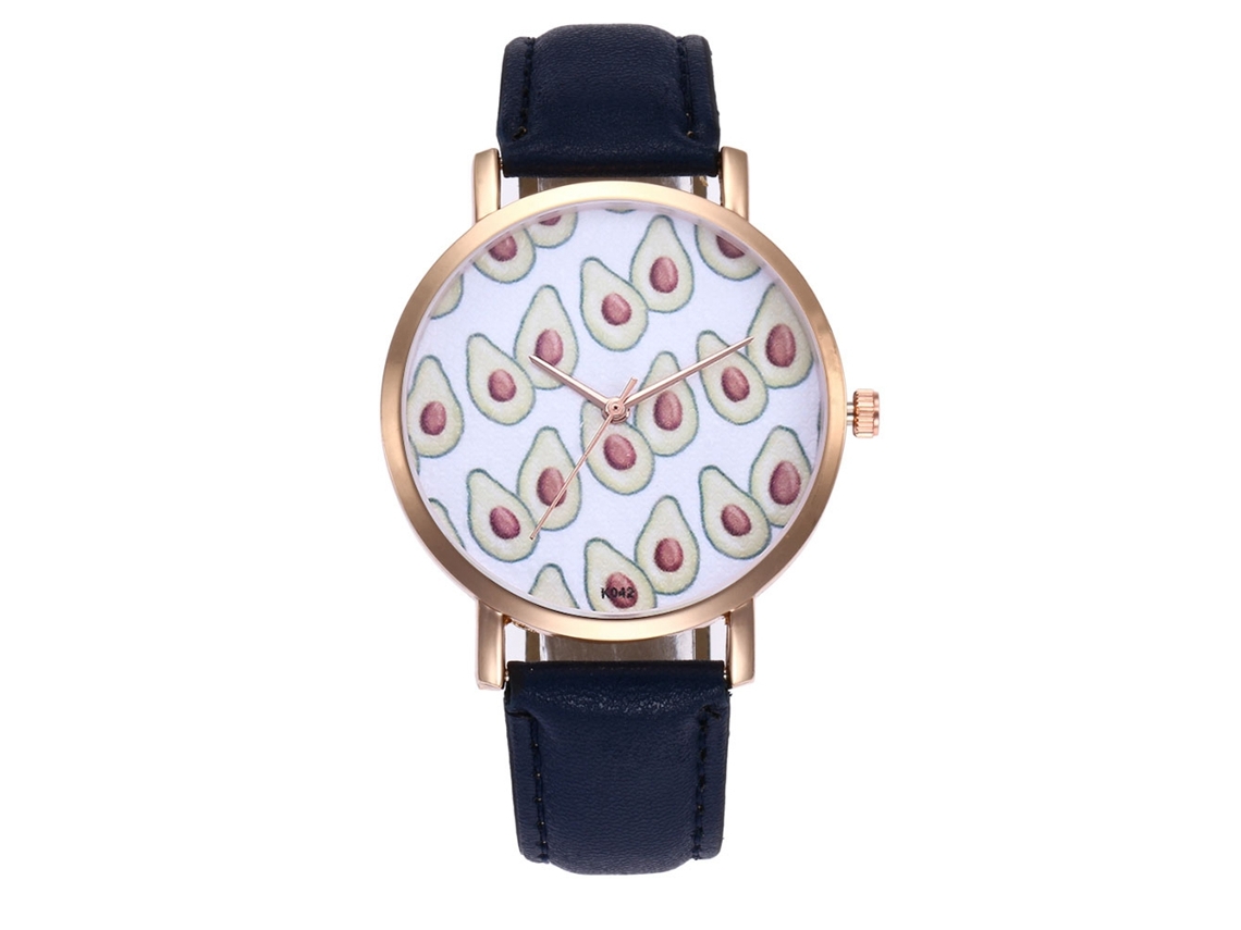 Relógio de Pulso Feminino Menina de Quartzo com Pulseira de Couro Pu Casual Azul