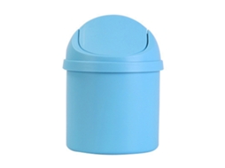 Lixeira De Mesa Compacta Com Tampa Azul Para Casa E Quarto
