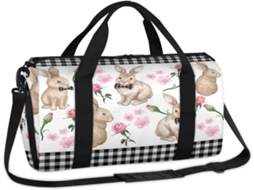 Bolsa MARCA esportiva com estampa de coelhinho da Páscoa 45x21x23cm tecido poliéster