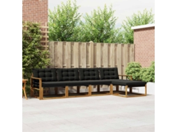 Vidaxl Conjunto De Sofás Para Exterior 5 Pcs Natural E Preto