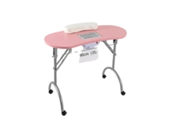 Mesa De Unhas Com Rodas, Design Dobrável, Coletor De Poeira Embutido, Rosa
