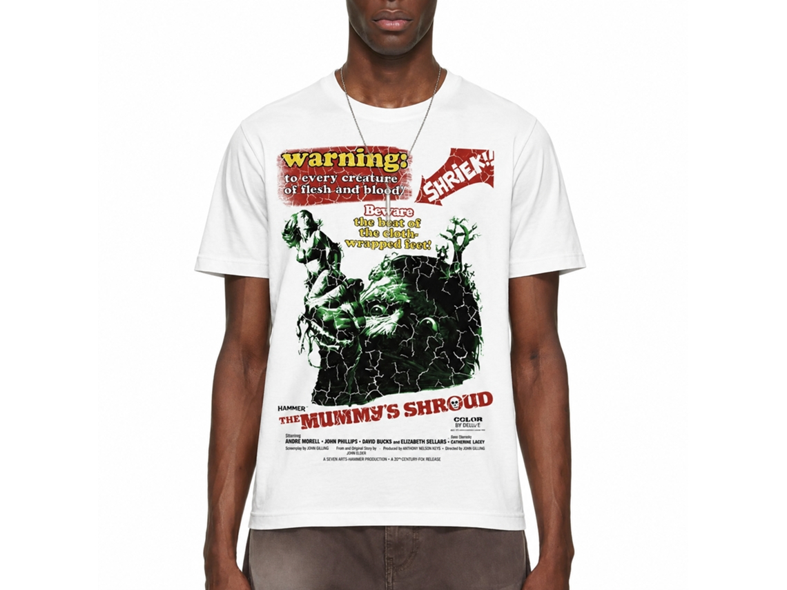 Rockinstone Horror Movies The Mummys Shroud White Adult T-shirt Size:xxl