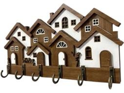 Gancho Decorativo De Parede Pangboer Em Madeira 3d Com Formato Casa Europeia Para Chaves E Pequenos Objetos